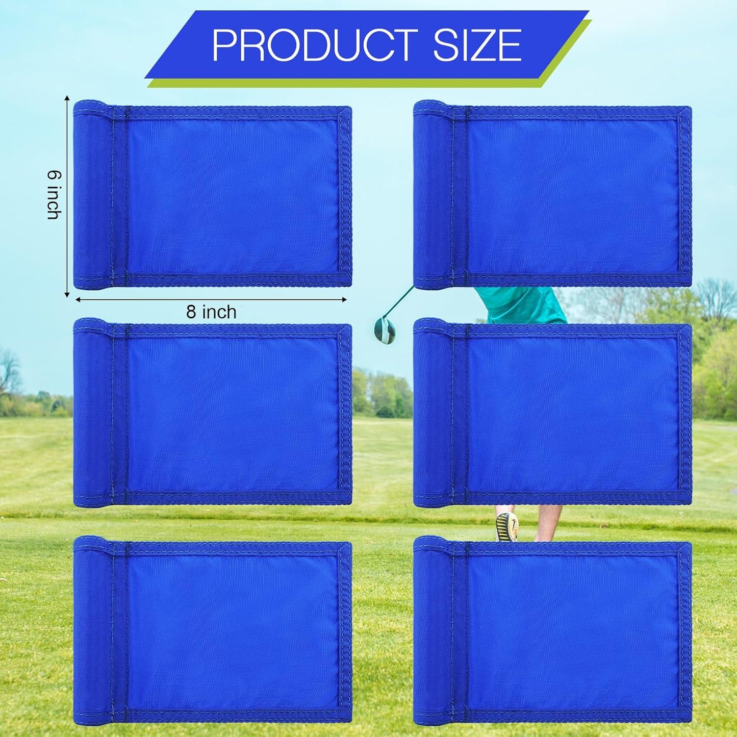 Oudain 6 Pcs Golf Target Flag with Tube Inserted Waterproof Putting Golf Flags 420D Nylon Mini Pin for Yard Indoor Outdoor Backyard Garden Portable, 8 x 6 Inch