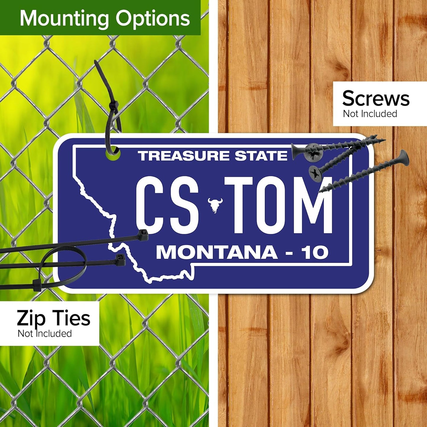 Mini License Plates, Personalized License Plates, Custom for Car, Bikes, ATV, Kids Car, Golf Cart, Jeep, 2x4 Inch, Rust-Free Fade Resistant Aluminum, USA Made by My Sign Center (Montana)