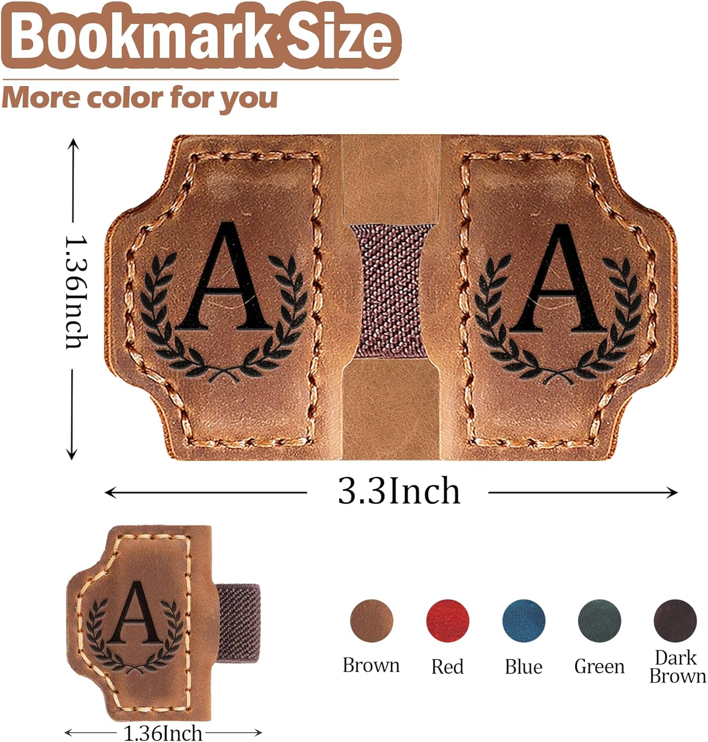 Bygone Mark Bookmark with Pen Holder, 26 Letters Name Initial Personalized Magnetic Bookmarks, Leather Book Mark for Men Women, Travelers Accessories, Teachers Readers Book Lovers Gifts (Brown, V)