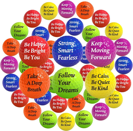 Blulu 30 Pieces Foam Golf Practice Balls with Motivational Quotes, 1.57 Inch Soft Golf Balls Party Favors Fun Stress Relief for Gift Bag Fillers Use Indoors or Outdoors