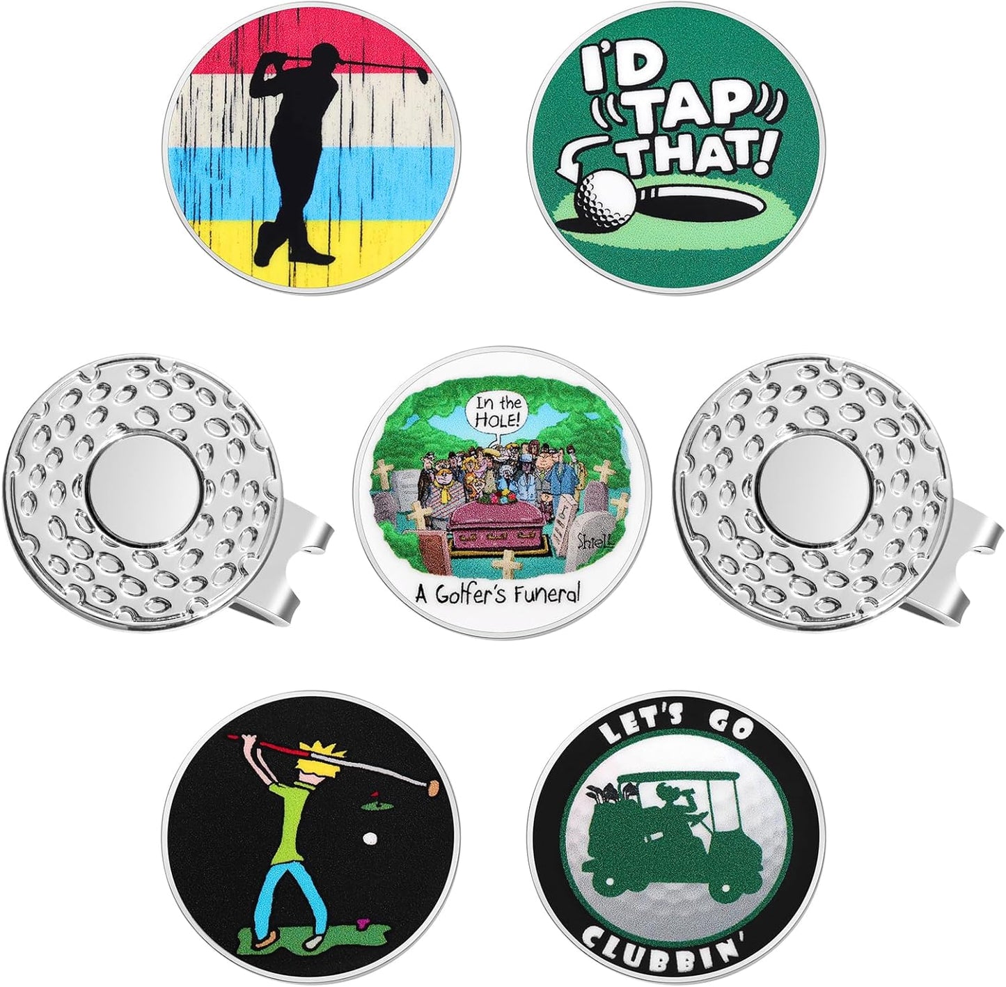 Funny Ball Marker Hat Clip, Magnetic Enamel Golf Ball Markers for Putting Green, Golf Ball Marker with Magnetic Hat Clip, Unique Gift for Golf Lovers