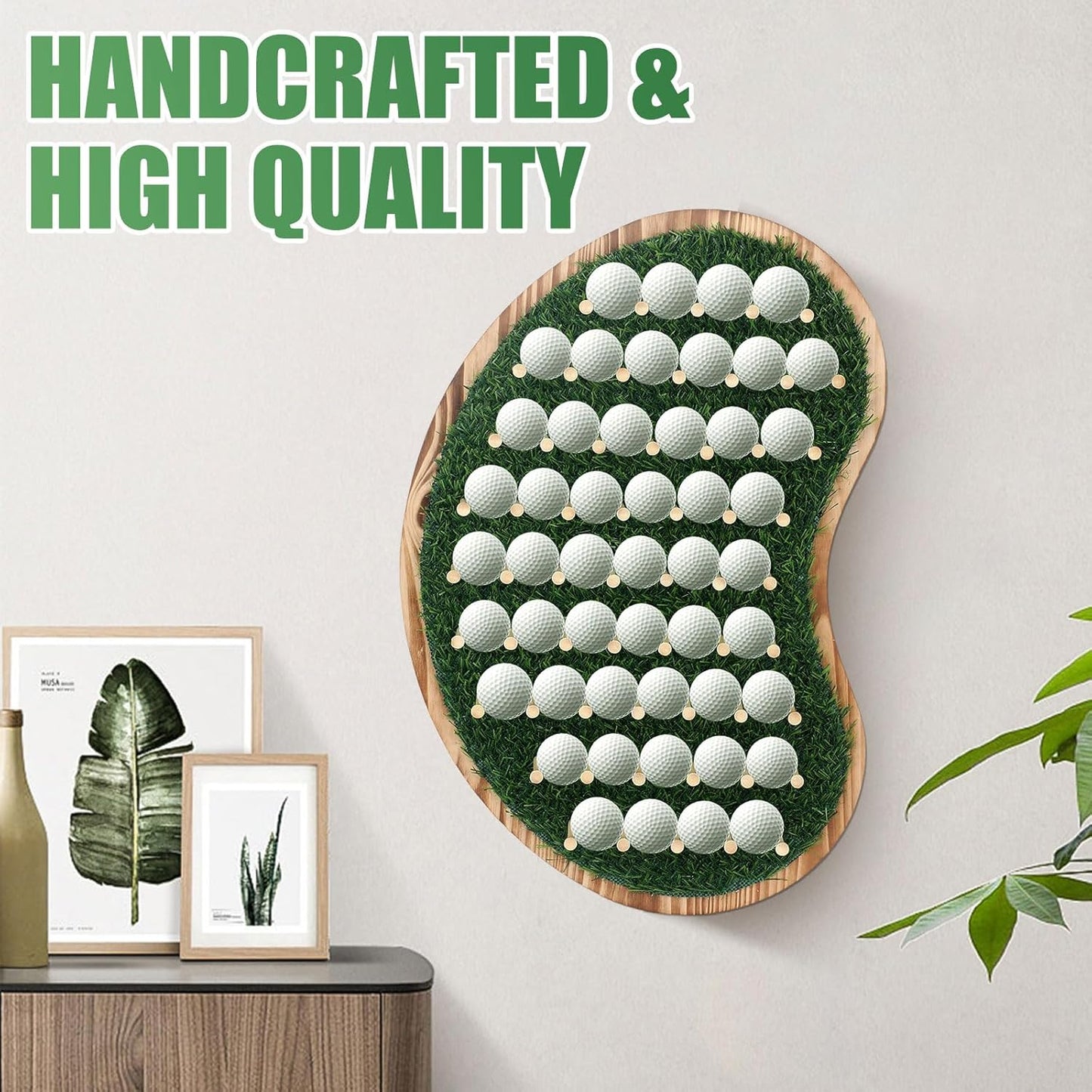 40-Golf Ball Display Rack Golf Ball Collection Display Stand Green Wall Mount Cabinet Holder for Gifts Adult Golfs Enthusiasts
