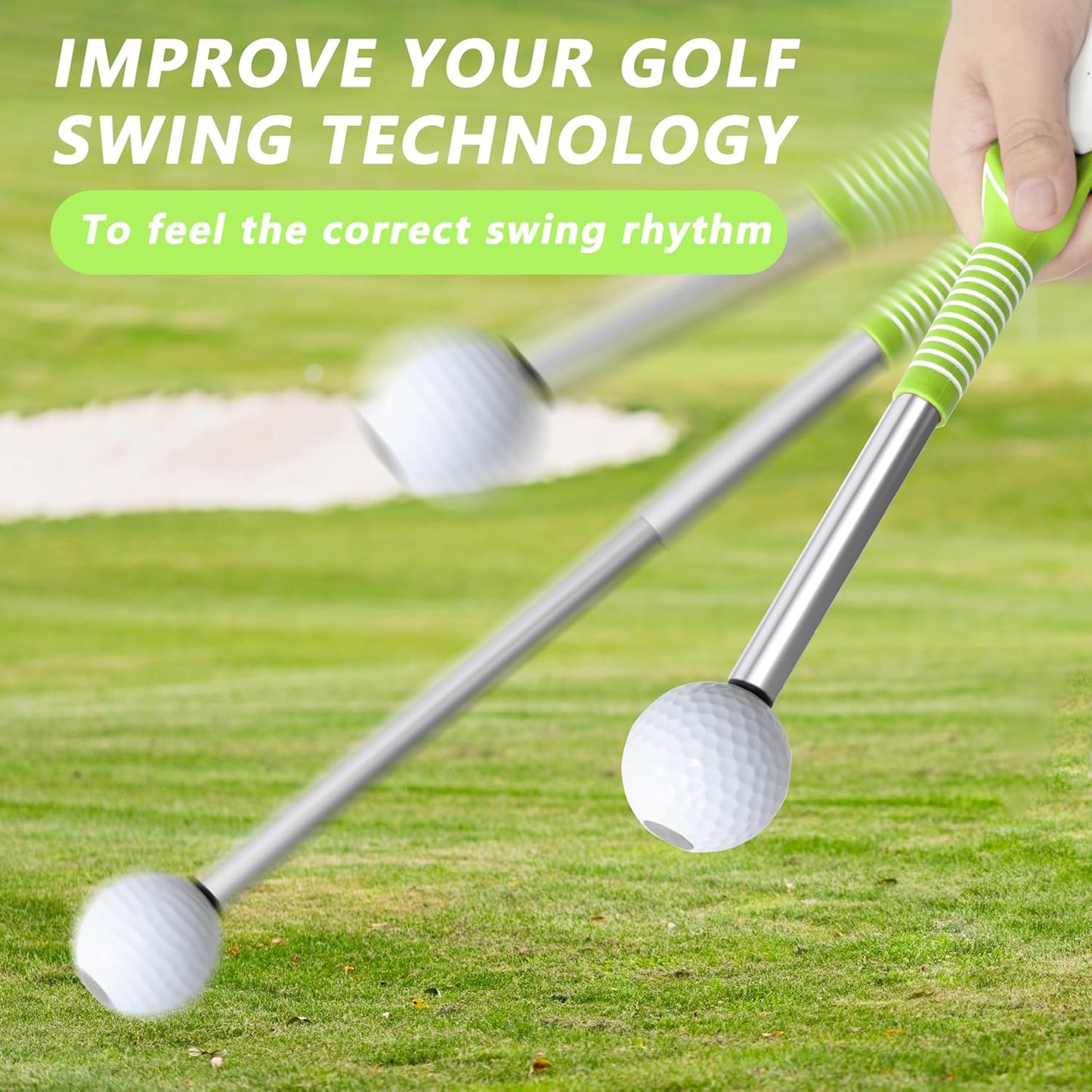 Retractable Golf Swing Training Aid:Golf Grip Trainer,Swing Trainer with Swing Sound Prompt,Feedback,for Beginners.Golf Accessories for Indoor Practice-Strength,Tempo Training.
