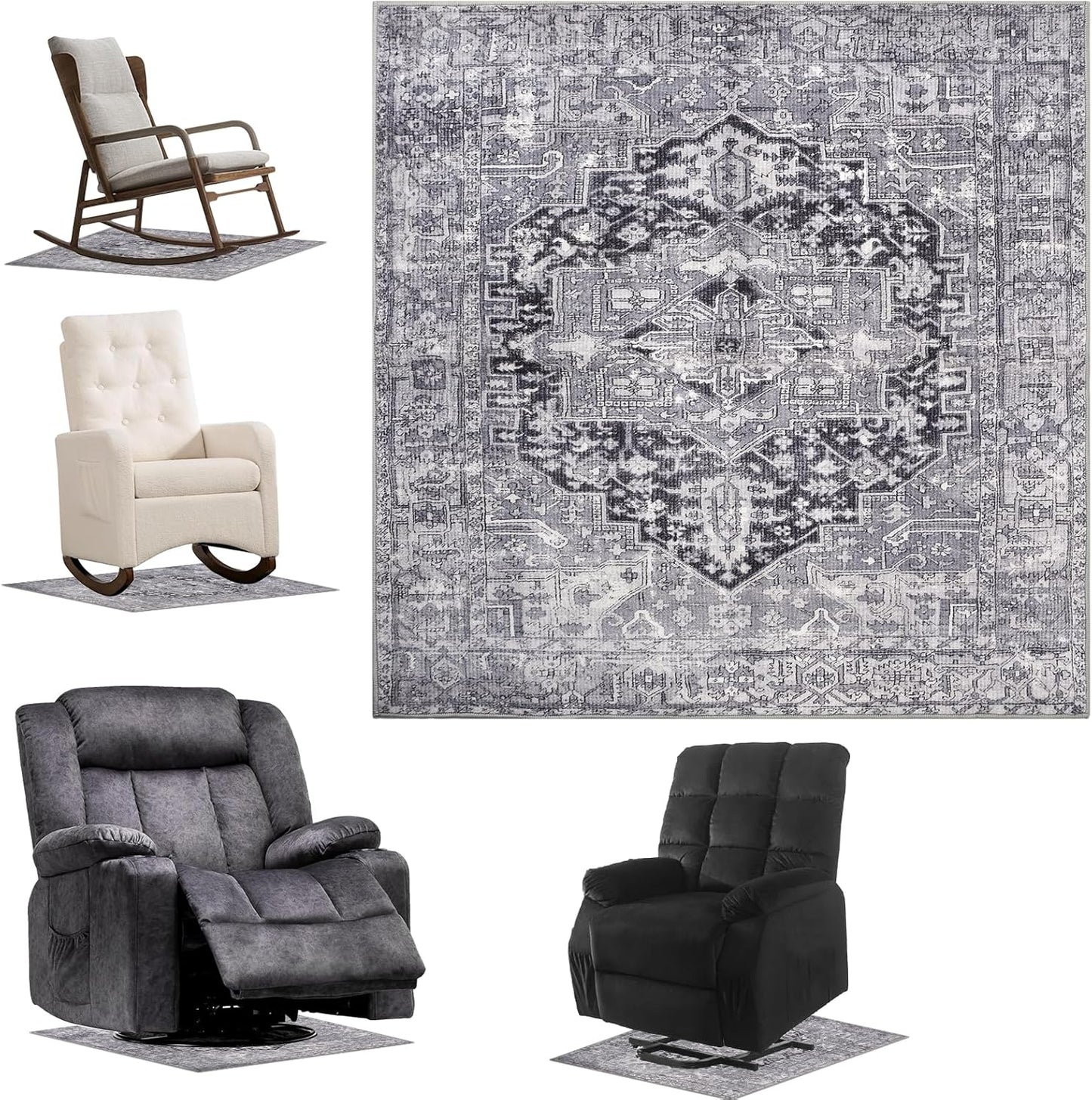 Recliner Chair Mat, Recliner Pads for Hardwood Floors, Non Skid Rubber Furniture Gripper Pads for Recliners, 31.5inch Diameter Low Pile Heavy Duty Non Slip Multi-Purpose Desk Chair Mat Rug