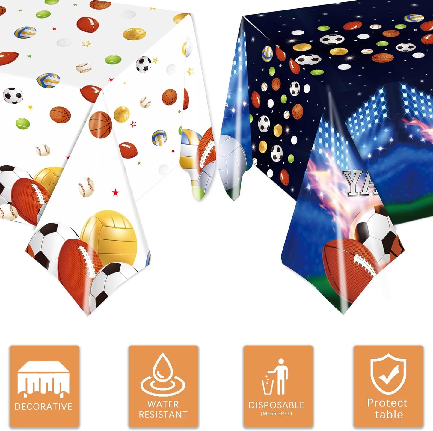 4Pcs Sports Tablecloth Sports Birthday Party Decorations All Star Table Cloth Cloths Sport Tablecloth Sports Themed Party Decorations