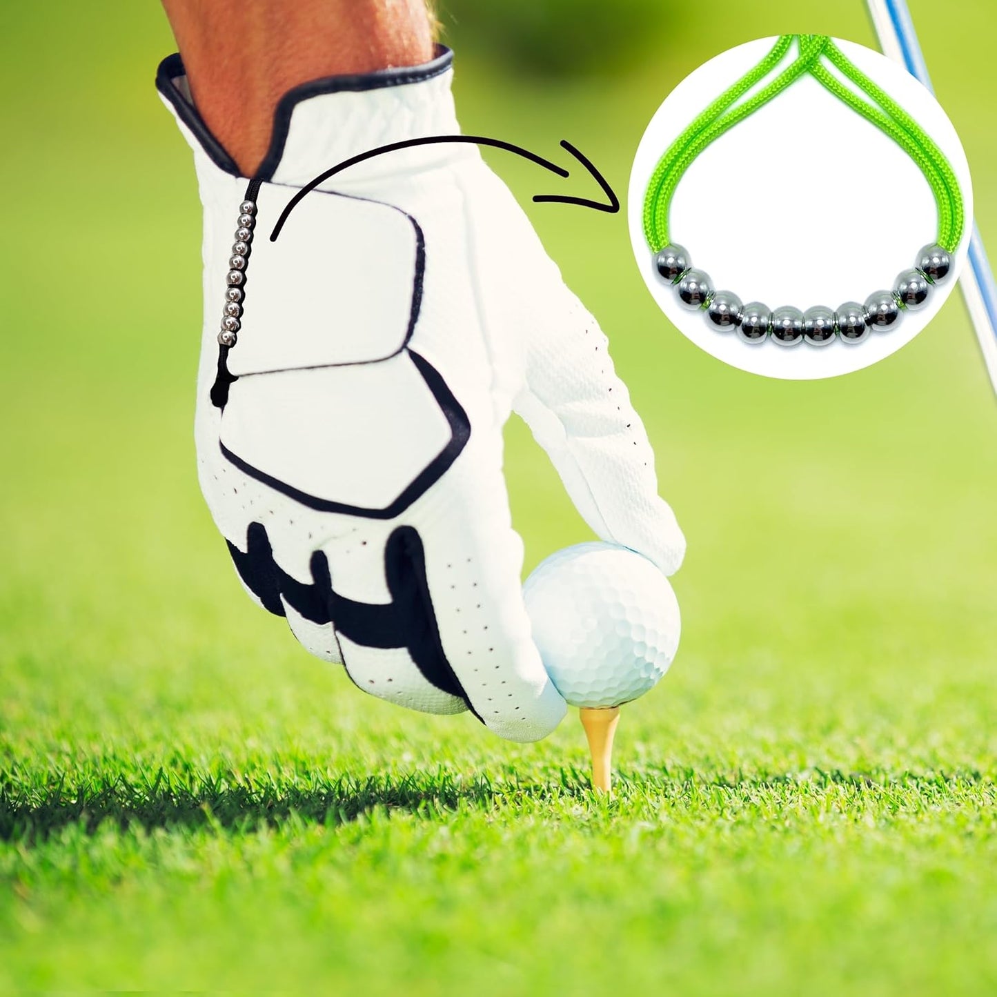 LAMIBEE Pack of 2 Golf Glove Bead Stroke Counter, 10 Stainless Steel Beads Score Counter for Gloves, Stroke Count Resizable Easy to Adjust Golf Round Scoring Tracker Accessory