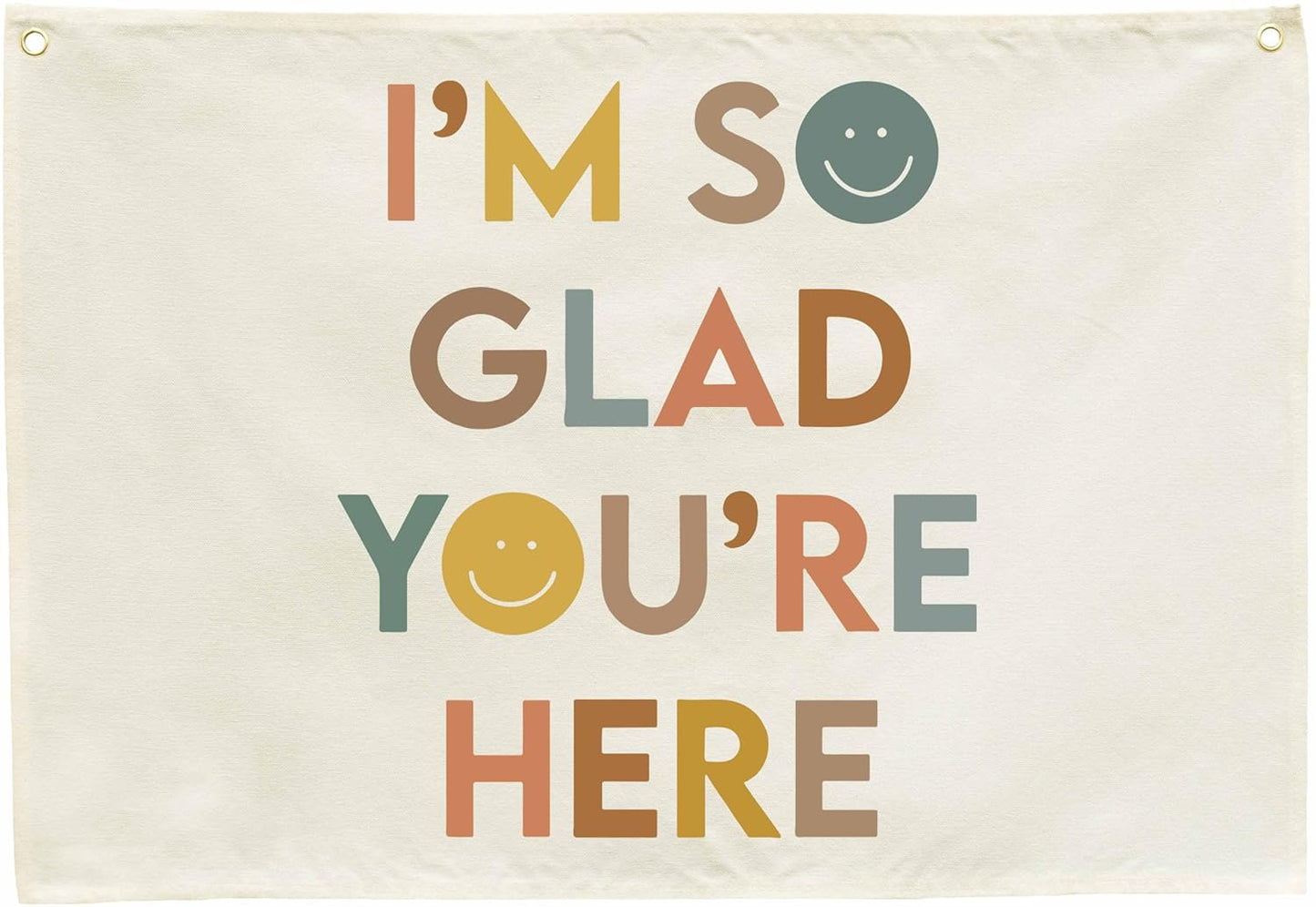 Classroom Wall Decor-Teacher Gifts-Welcome Poster-Nursery Decoration-Hanging Rectangle Banner Flag Wall Decor-Positive Affirmation Motivational Quote-I'm So Glad You're Here-28.5"L×20"W