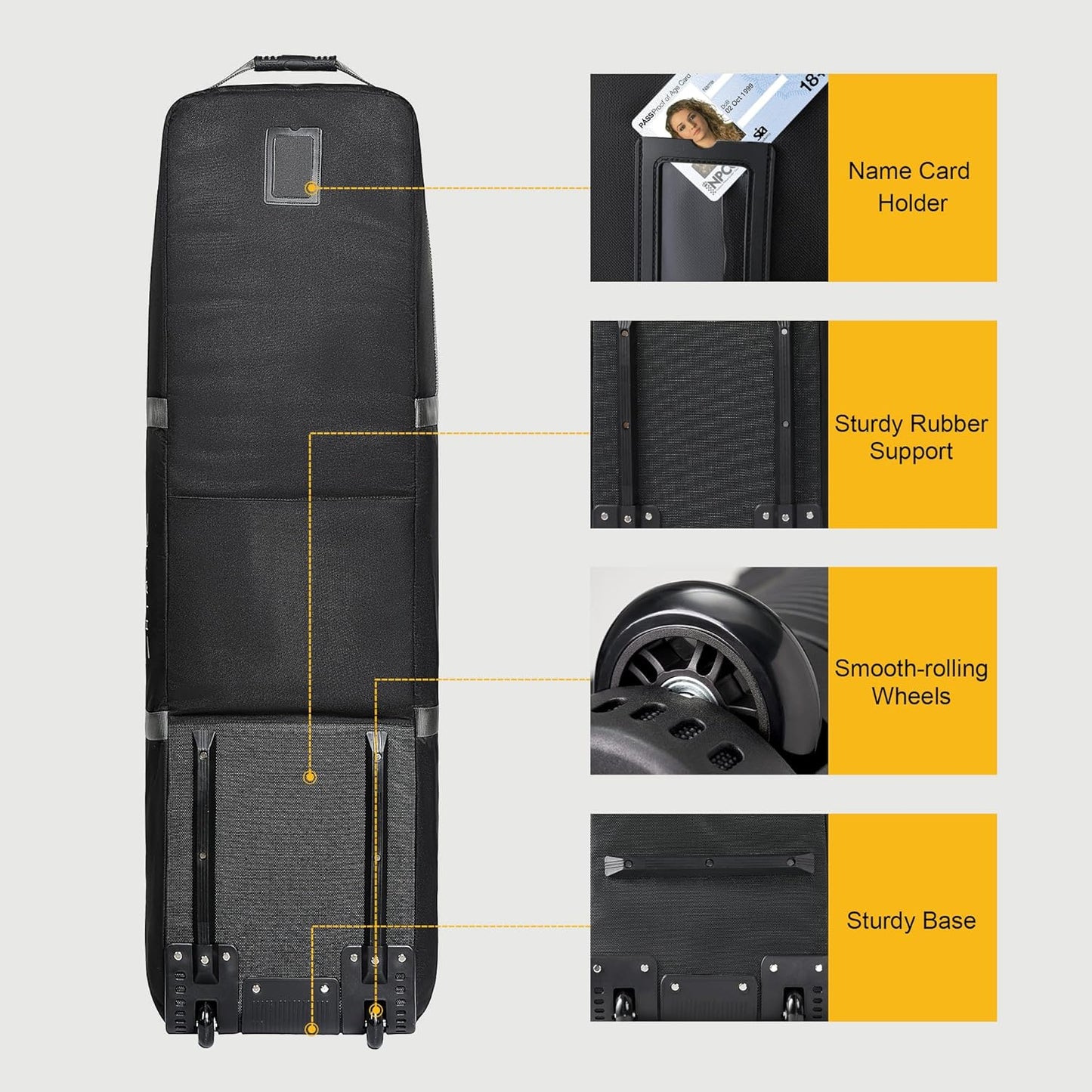 Golf Travel Bag with Wheels, 1200D Heavy Duty Oxford Fabric Golf Travel Case for Airlines