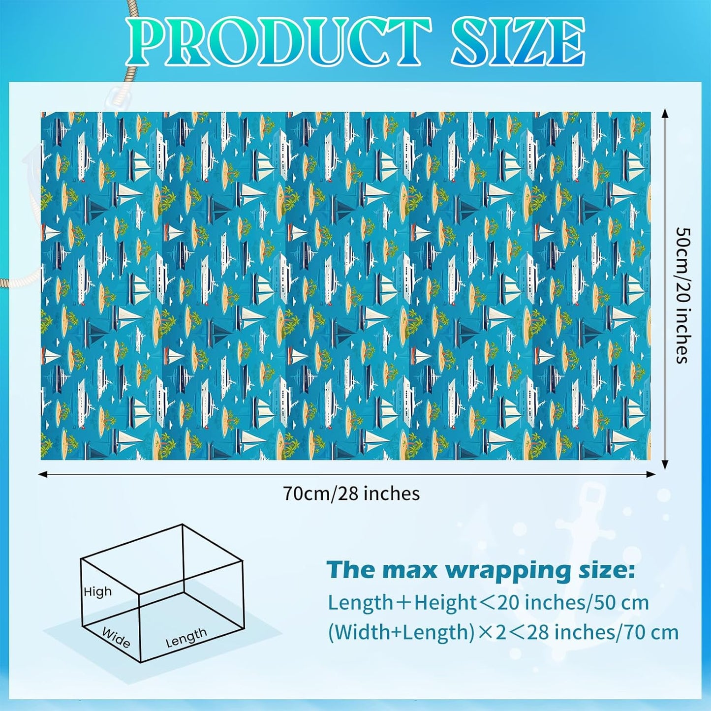 Pineraap Cruise Ship Wrapping Paper 12 Sheets Nautical & Voyage Themed Gift Wrap for Cruise Lovers,Travel Enthusiasts,20"x28"