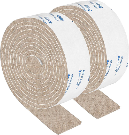 Felt Strips with Adhesive Backing, 2 Rolls 1x60 Inches Beige, Felt Tape with Adhesive Backing, Furniture Felt Strips