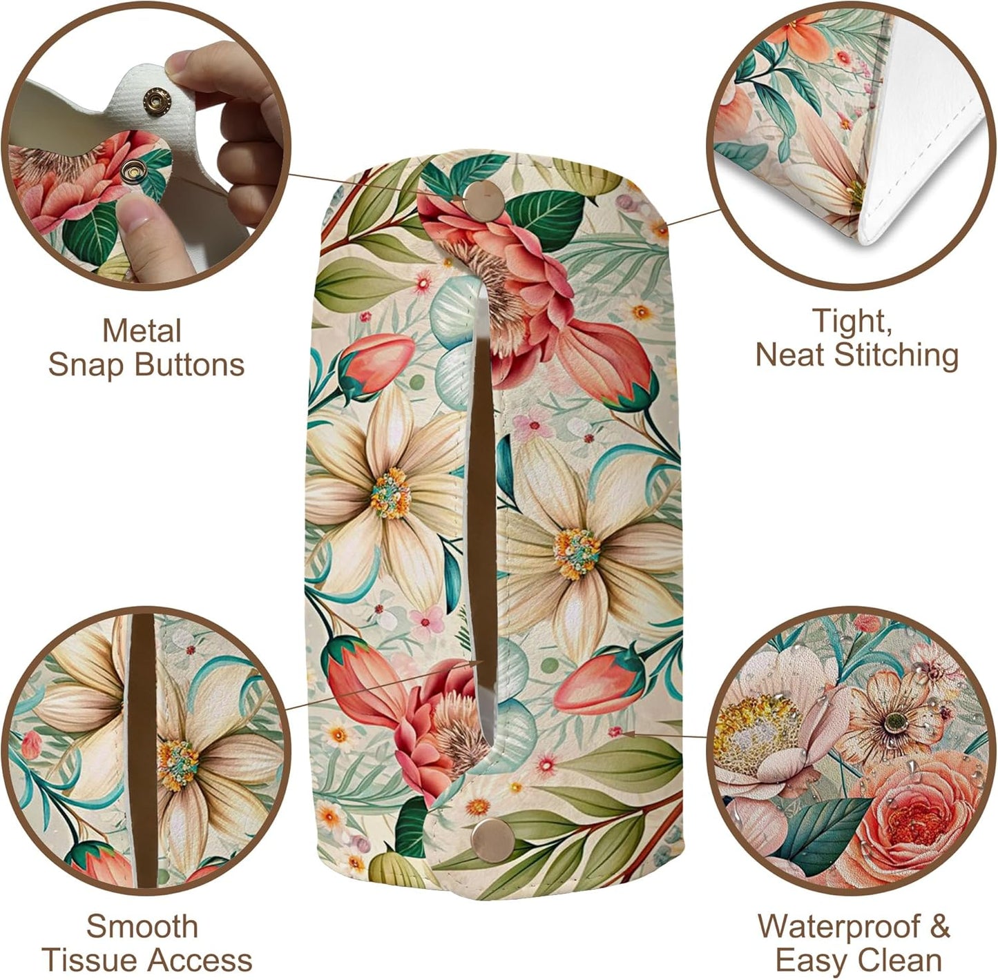 Colorful Floral Tissue Box Cover Holder – Rectangular Tissue Organizer, Decorative Napkin Box Case for Home, Office & Car