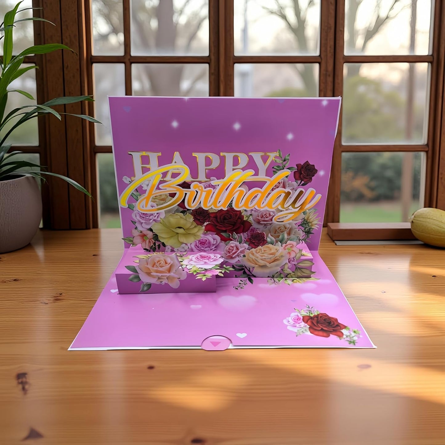 3D Pop Up Birthday Card for Women & Kids - Cute & Fun Greeting Cards with Envelope, Happy Birthday Cards for Adults, Girls, Boys - Handmade Birthday Greeting Card for All Ages(Birthday Card Pink)