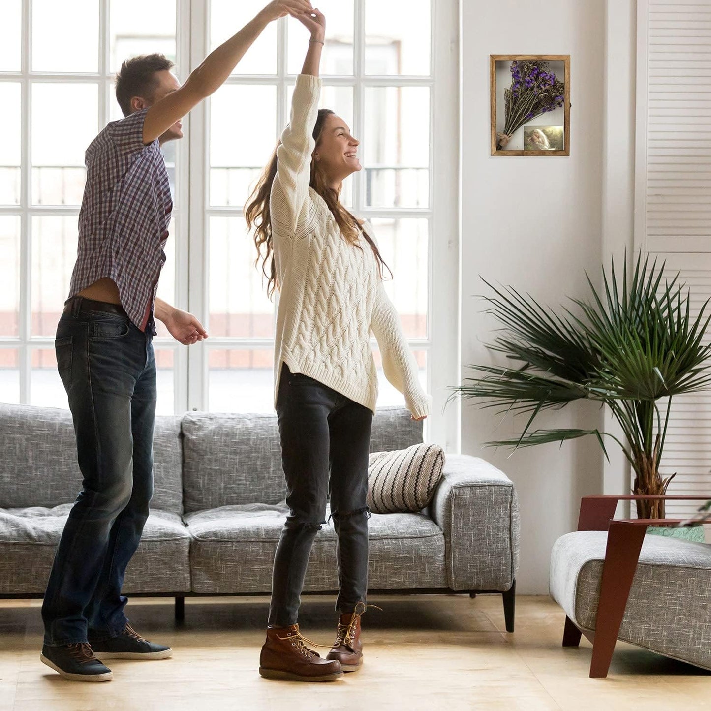 TJ.MOREE Shadow Box Frame 8 x 10 Shadowbox Display Case Picture Frame with Linen Back Memorabilia Bouquet Medals Military Photos Memory Box