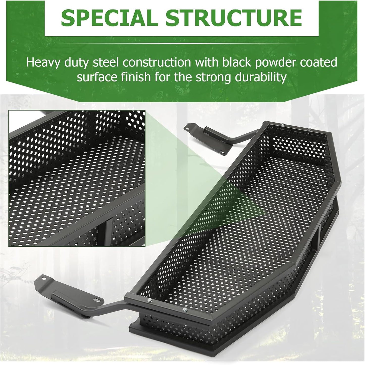 HECASA Black Front Clay Outer Cargo Basket w/Mounting Brackets Compatible with Club Car DS Golf Cart Gas & Electric Models (Hardware Included)