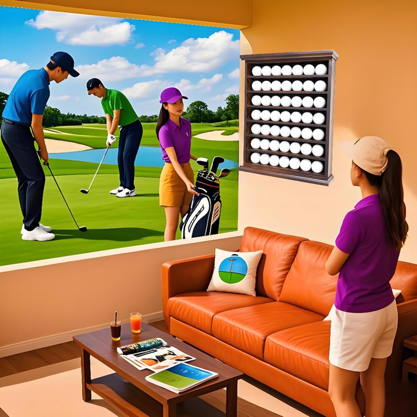 Exquisite Golf Ball Display Case - Wall Mount Shadow Box for Store or Exhibition, Solid Wood Organizer for Golf Memorabilia and Home Decor