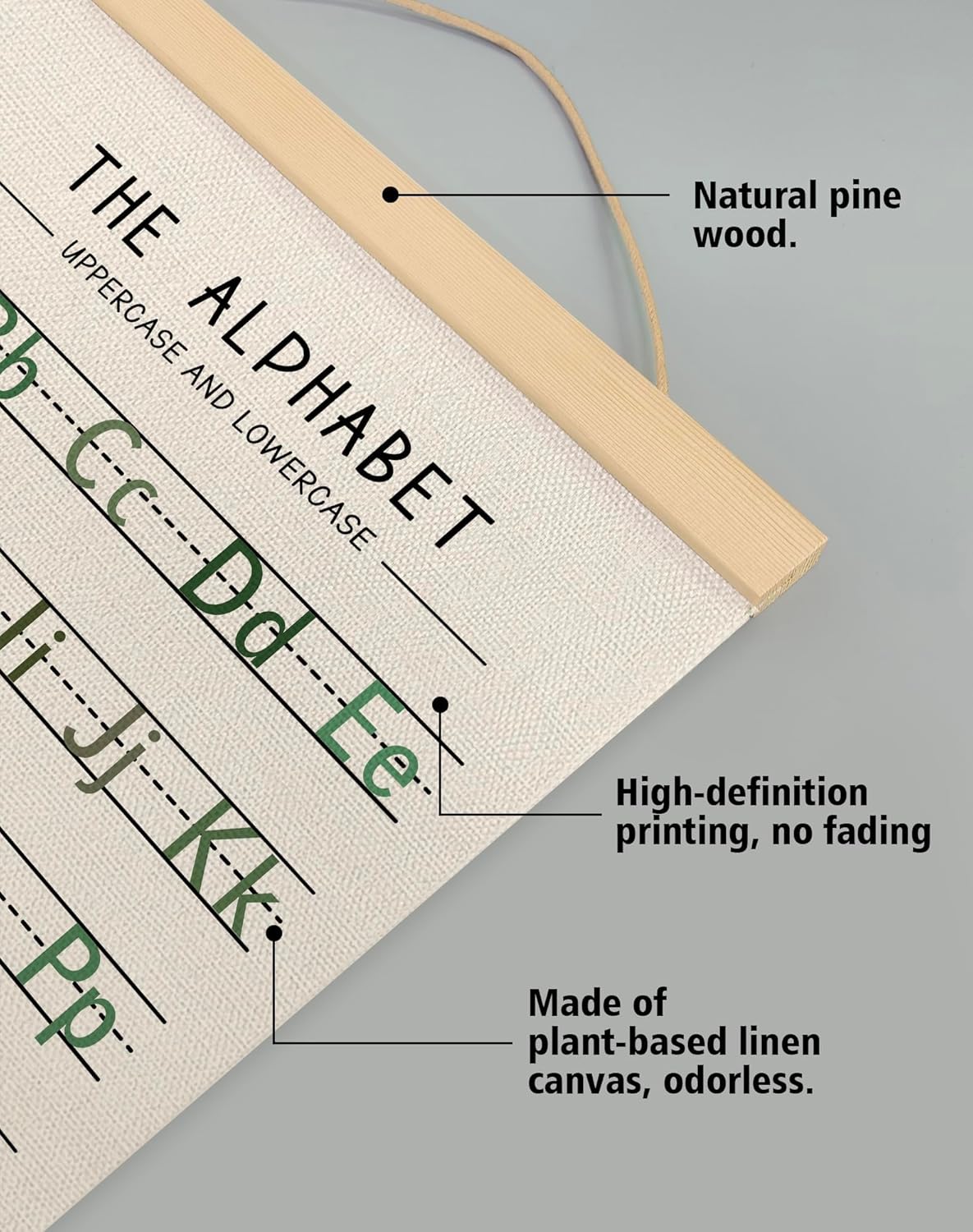 Alphabet and Numbers Wall Chart Set of 2 ,Kids Educational Posters,ABC and 1-20 Number Learning Banners for Toddlers, Preschool Classroom, Homeschool, Nursery, Playroom Decor 14 x 18.5 Inch(Green)