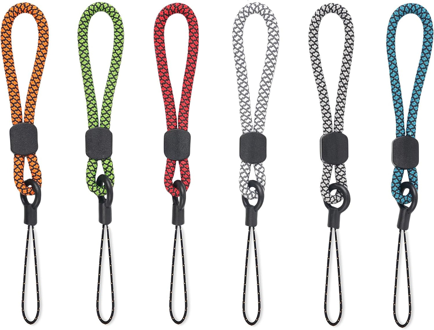 YOUOWO Lanyards Finger Small Strap 6 Pack Rope Small Wrist Lanyard For Phone Cases Keys Short Keychain USB ID Card Badge (6 Colors)