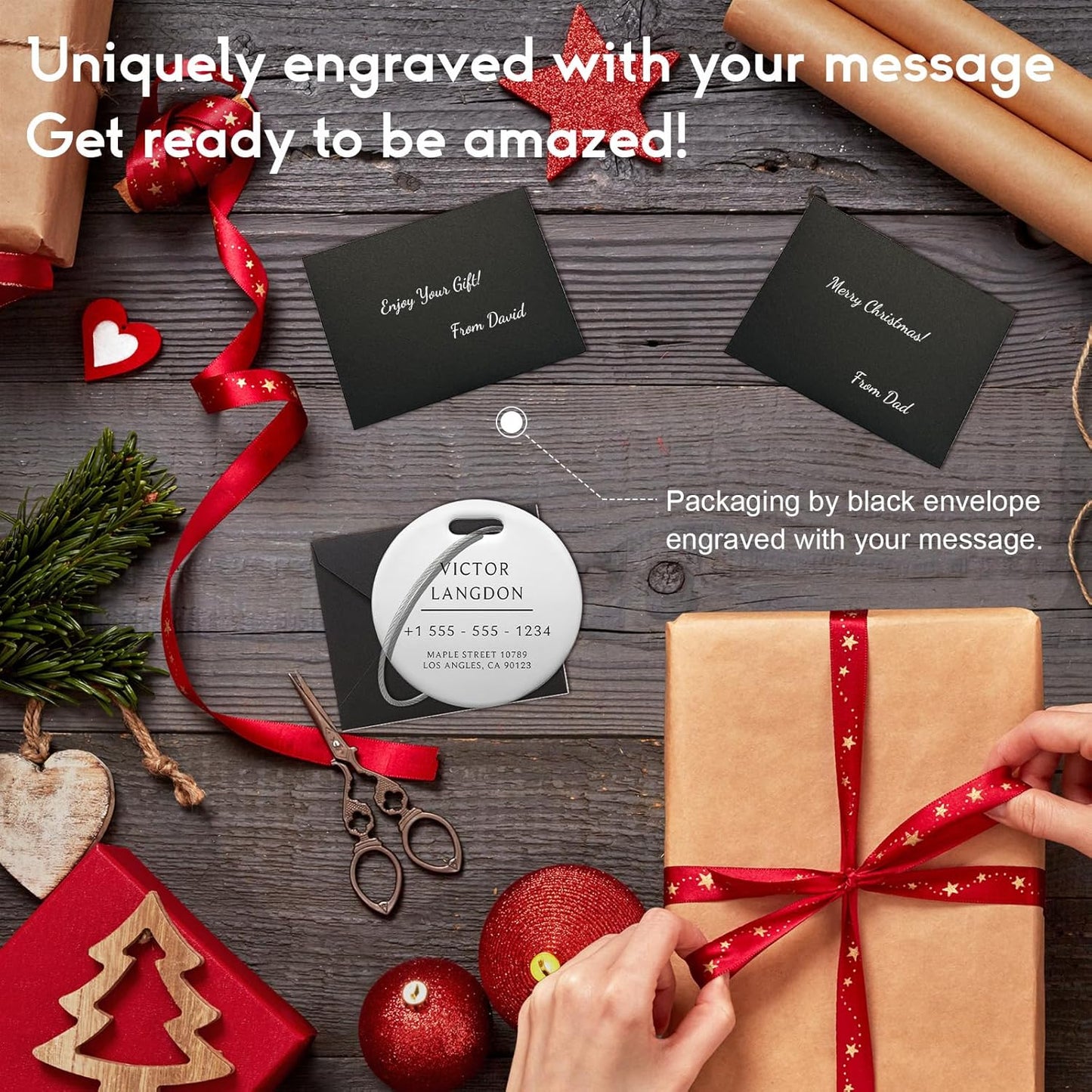 Stainless Luggage Tags for Suitcases: Metal Personalized Luggage Tags and Bags with Customizable Texts (Silver)