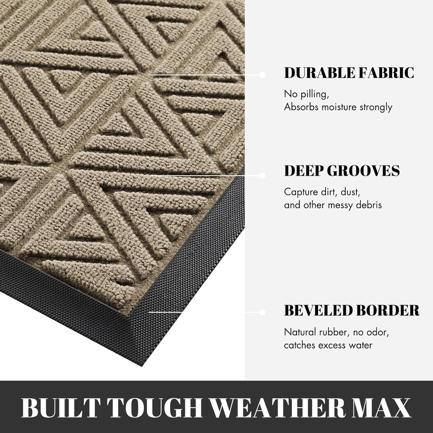 Yimobra Outdoor Mats for Front Door 29.5x17, Stops Mud & Dirt at Entrance, Fits Garage & Patio, All-Weather Waterproof Non Slip Outdoor Indoor Welcome Mat, Beige