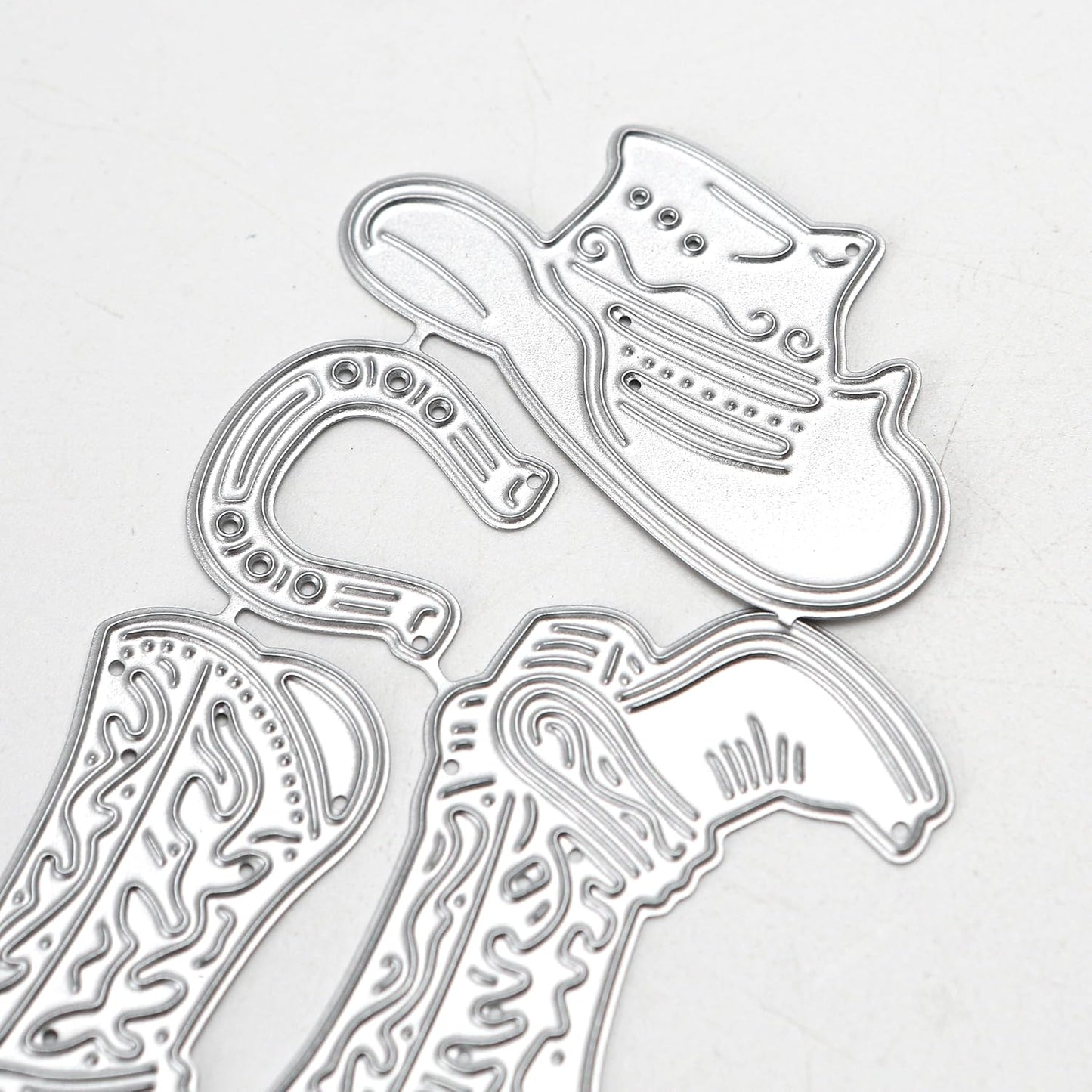 Cowboy Dies Cutting Stencil Set for Paper Scrapbooking Card Crafting, Steel Metal Western Boot Horseshoe Hat Cut Template Accessories for Embossing DIY Artist Happy Birthday Album Decorative Handcraft