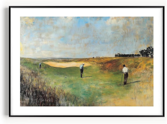 Vintage Golf Course Premium Giclee Fine Art Prints - Antique Style Golf Course Painting Posters, Golf Wall Art, Aesthetic Golfing Poster for Home Office Decor, Ready to Frame