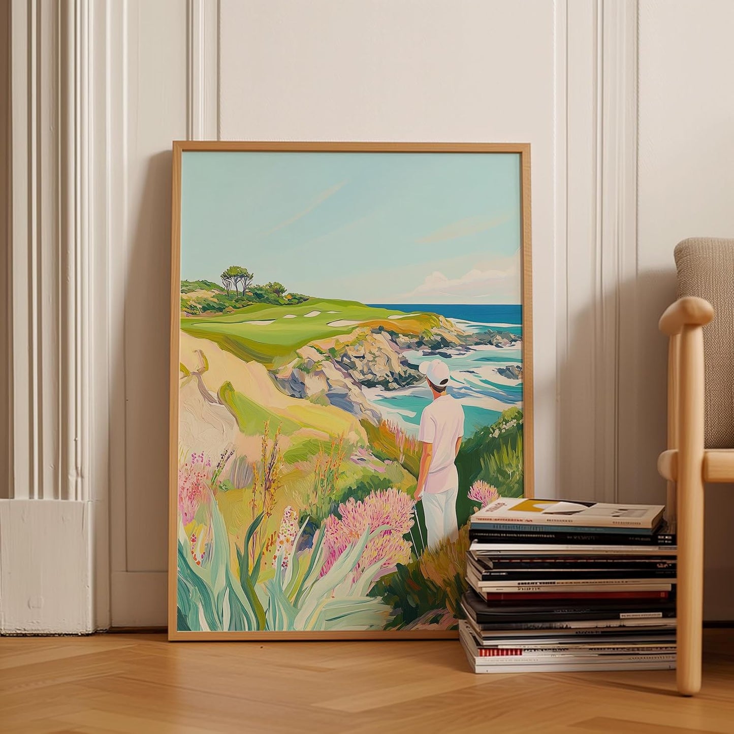 Golf Course Floral Pastel Art Print Posters - Premium Giclee Fine Art Prints - Golf Course Home Decor Posters, Golfer Art Prints for Home and Office Decor - Vintage Aesthetic, Ready to Frame