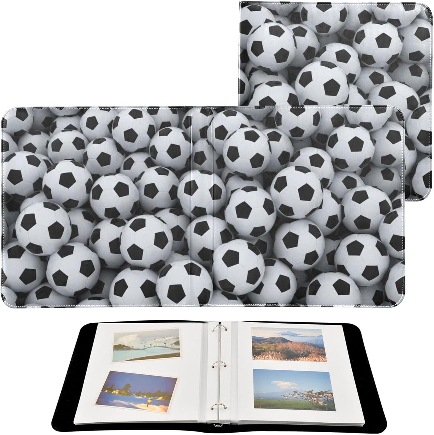 Fisyme 3d Soccer Balls Photo Album Self Adhesive DIY Scrapbook Album for 2x3 4x6 5x7 6x8 Picture 20 Pages Memory Book for Family Wedding