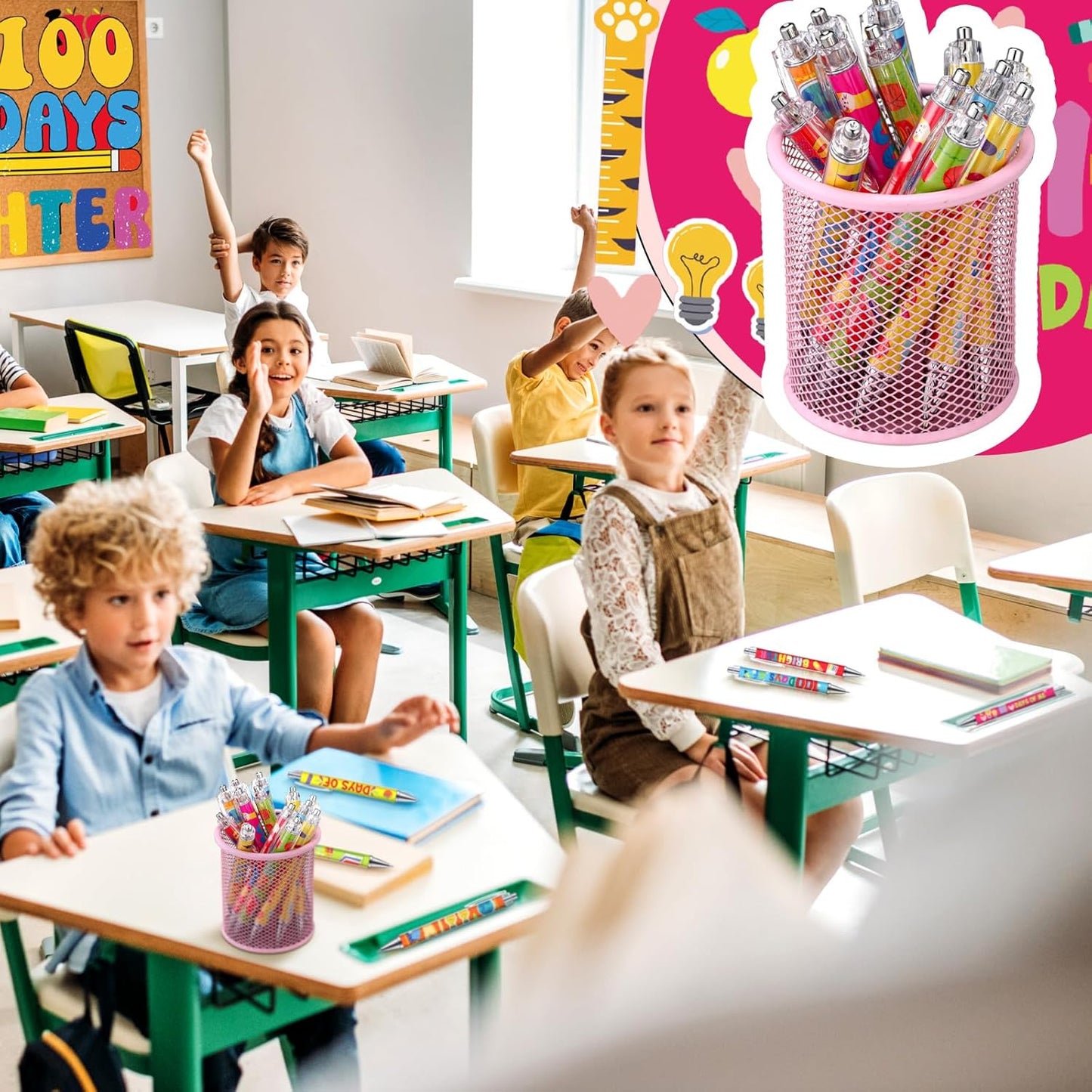 48 Pcs 100 Days Ballpoint Pen Party Favors Black Ink Retractable Baby Shower Ballpoint Pens for Gifts Supplies Accessories in Bulk