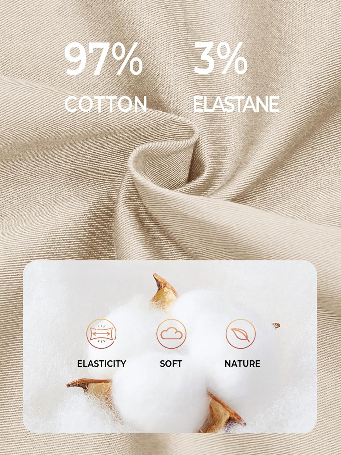 NORTHYARD Mens Casual Shorts-Cotton 9" Golf Hiking Drawstring Elastic Waist Work Shorts with Zipper Pockets