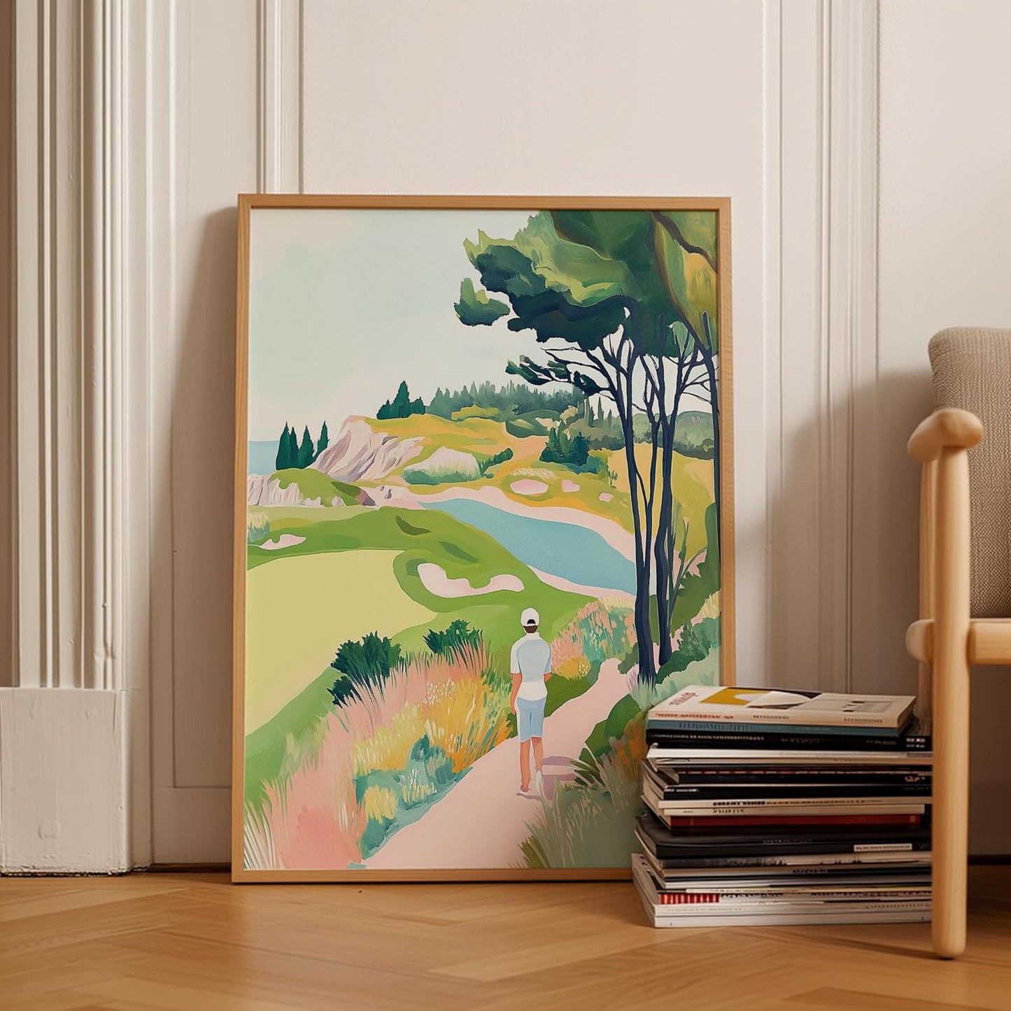 Golf Course Floral Pastel Art Print Posters - Premium Giclee Fine Art Prints - Golf Course Home Decor Posters, Golfer Art Prints for Home and Office Decor - Vintage Aesthetic, Ready to Frame