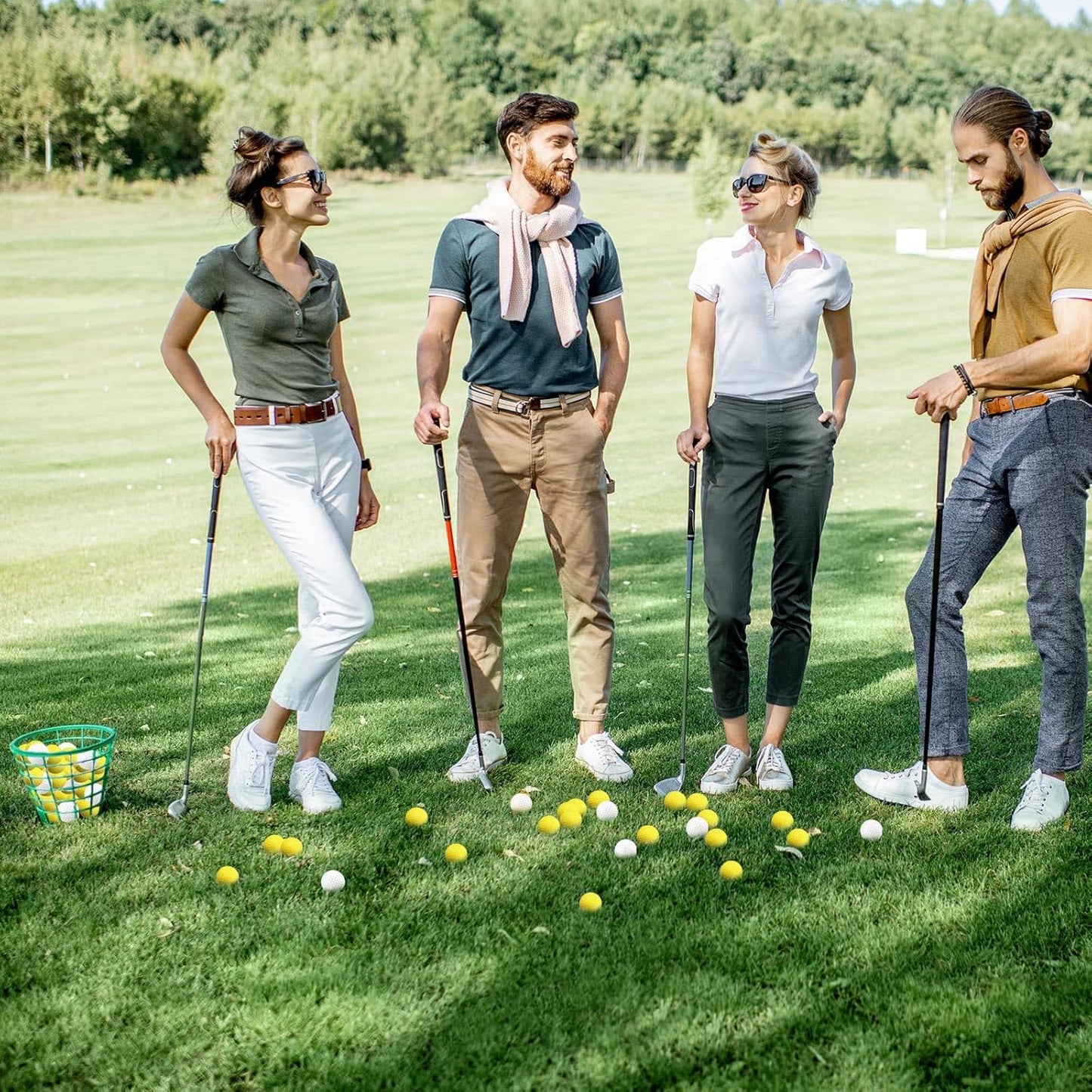 Junkin 80 Pcs Foam Golf Balls Rubber Practice Balls Realistic Feel and Flight Sport Training for Indoor or Outdoor Backyard Golf Training