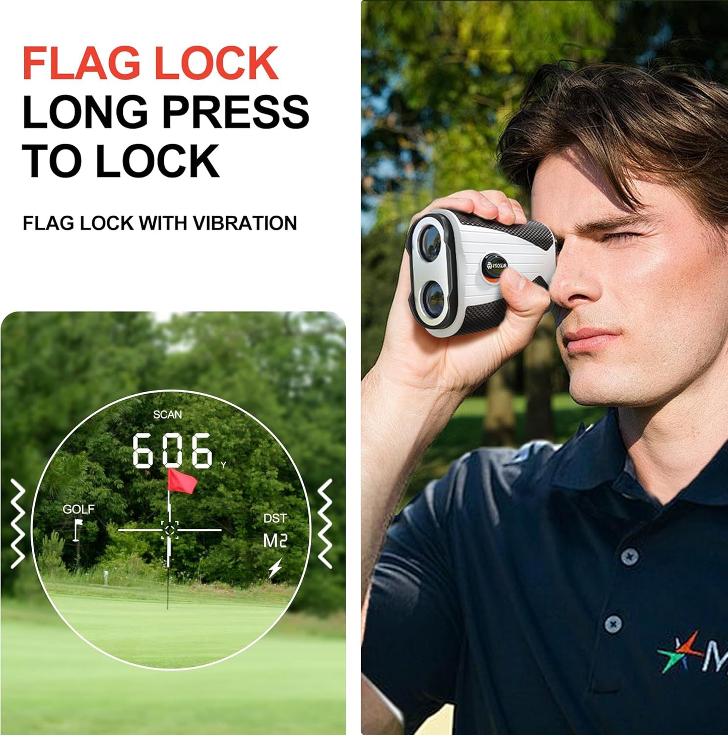 Golf Rangefinder with Slope, 1200 Yards Laser Range Finder for Golfer, 7X Magnification Range Finder Rechargeable Golf Accessories for Men, Flag Pole Locking Vibration