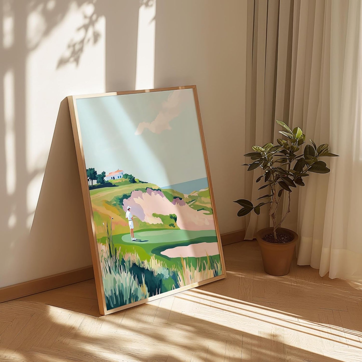 Golf Course Floral Pastel Art Print Posters - Premium Giclee Fine Art Prints - Golf Course Home Decor Posters, Golfer Art Prints for Home and Office Decor - Vintage Aesthetic, Ready to Frame