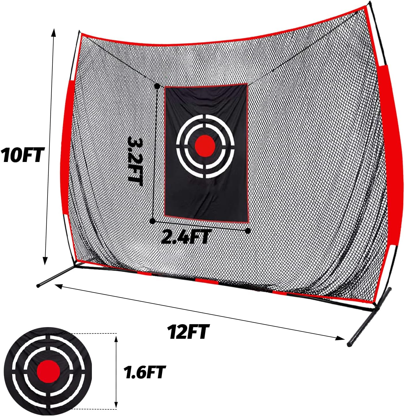 Kapler Golf Practice Hitting Net - 12X10FT Portable Driving Nets with Steel Frame and Target for Backyard Indoor Outdoor Swing Use - Gifts for Golfing Lovers