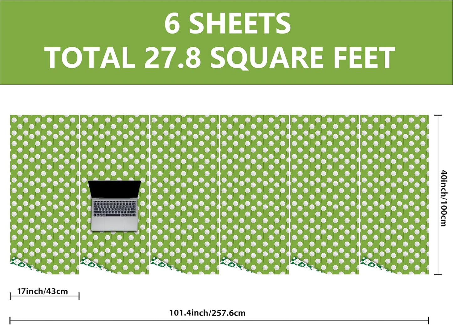 Vnaaem Reversible Golf Wrapping Paper Roll for Men Kids - Green Golf Champion Plaid Clubs & Golf Balls Design Gift Wrap for Birthday, Holiday, Summer Party Favor - 17 in x 20 ft(Total 28.5sq.ft)