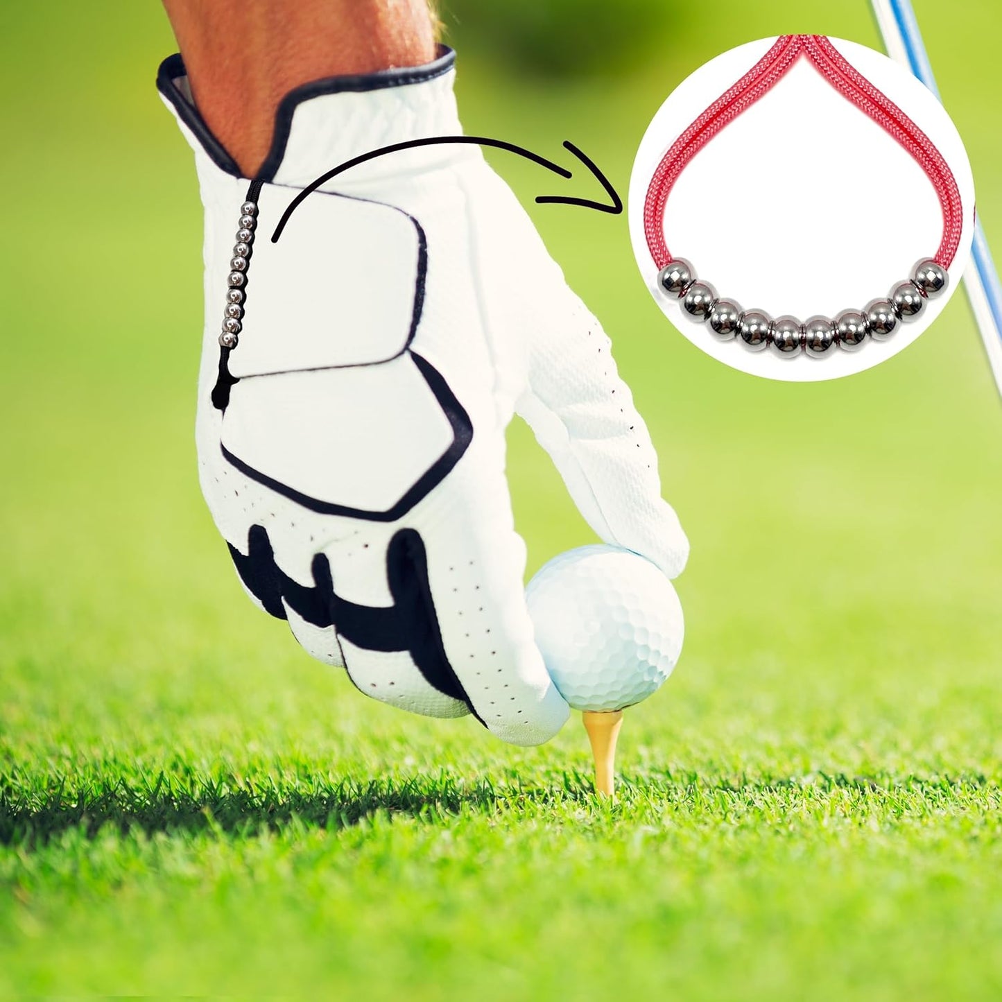 LAMIBEE Pack of 2 Golf Glove Bead Stroke Counter, 10 Stainless Steel Beads Score Counter for Gloves, Stroke Count Resizable Easy to Adjust Golf Round Scoring Tracker Accessory