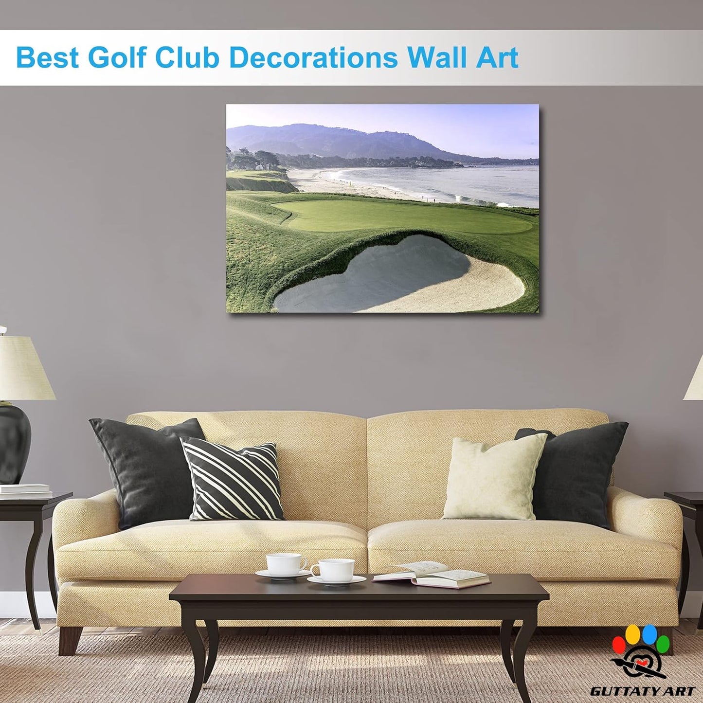 GUTTATY Golf Course Wall Art, Golf Pictures Posters Canvas Print Wall Decor for Golfer's Man Cave Home Ofice Ready to Hang (32x48 Inches)