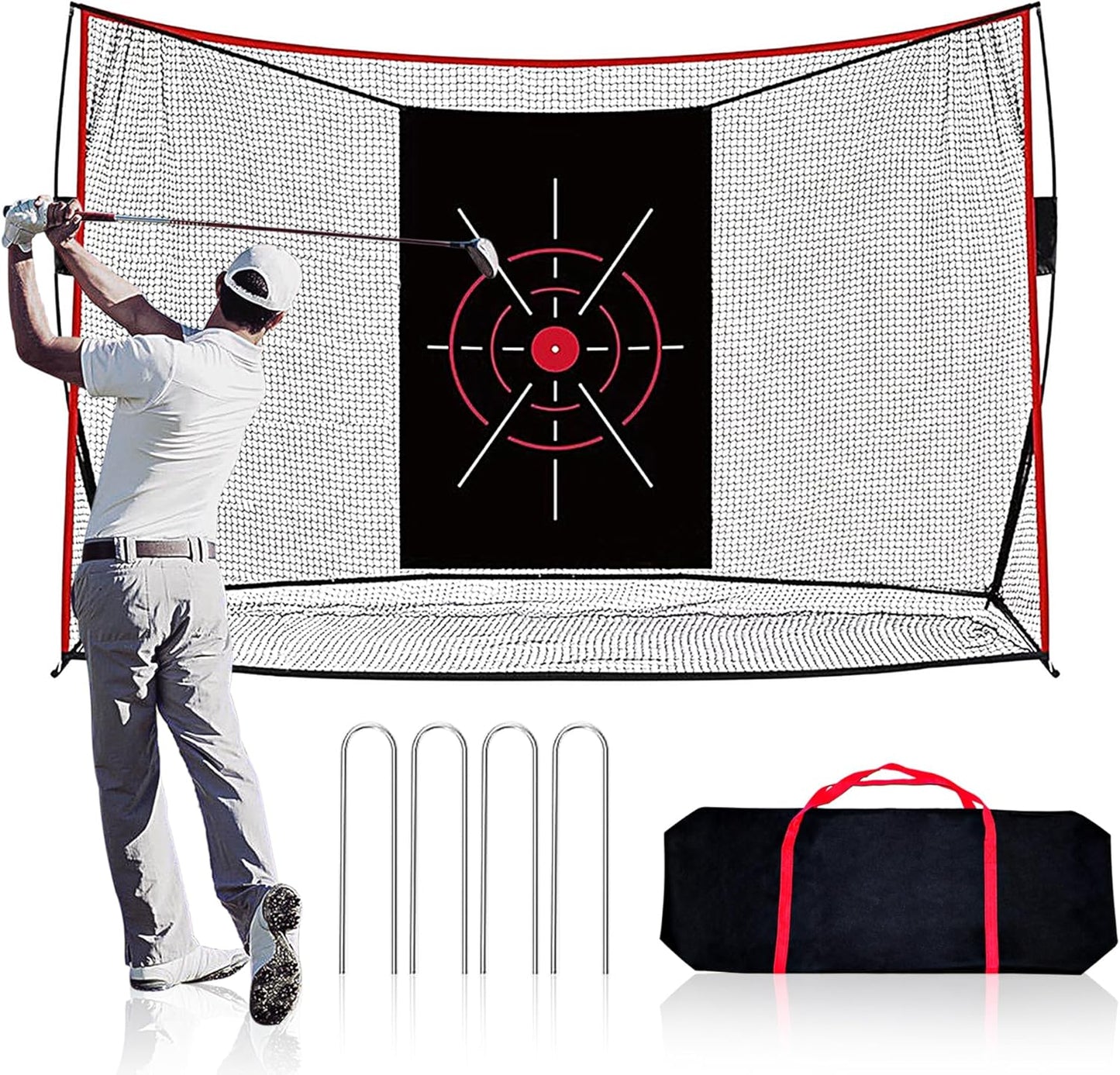 Thicker Heavy Duty Golf Practice Net for Backyard (10x7ft) – Hitting and Chipping Net with Target Cloth, Indoor Outdoor Golf Netting for Garage, Real Ball Training Aid