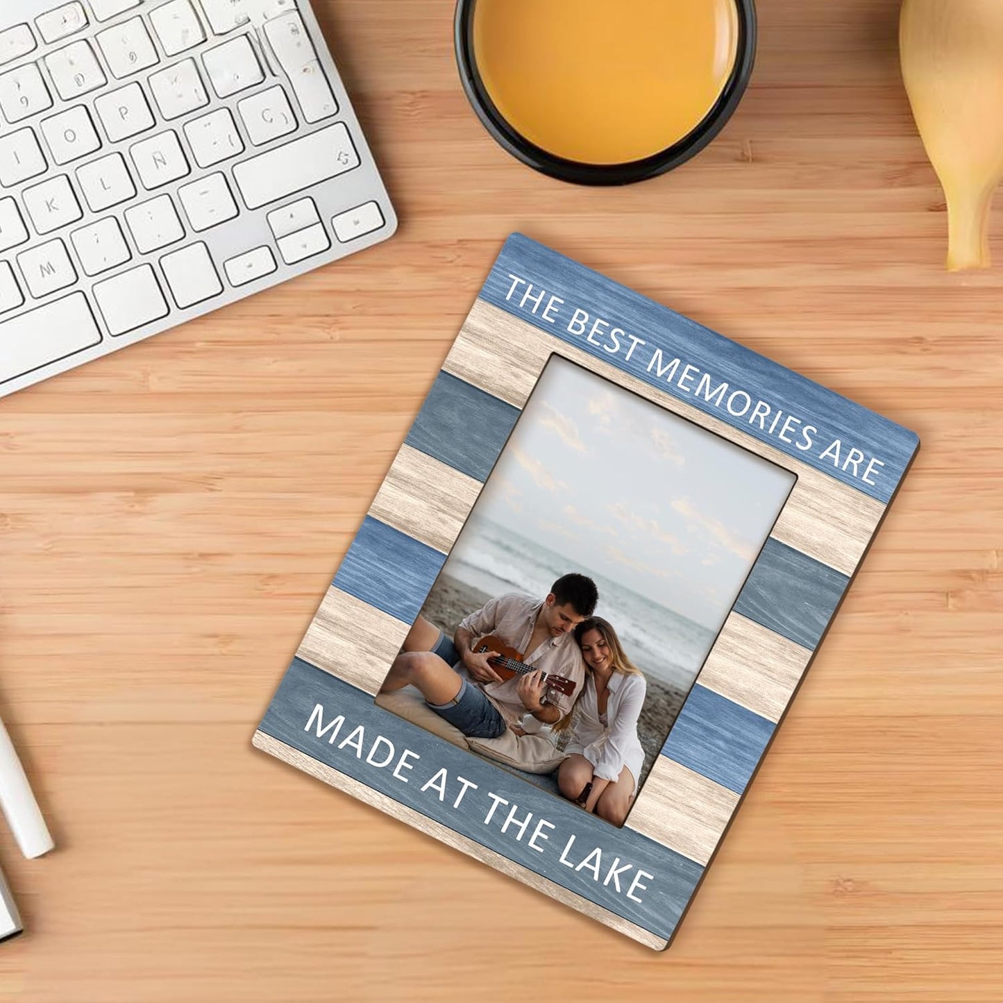 Lake House Gifts Picture Frame 5x7, LakeHouse Decor Photo Frame, Birthday Gifts for LakeLover Women Men, The Best Memories are Made at the Lake Wooden Picture Photo Frames for Desk Home Room Decor