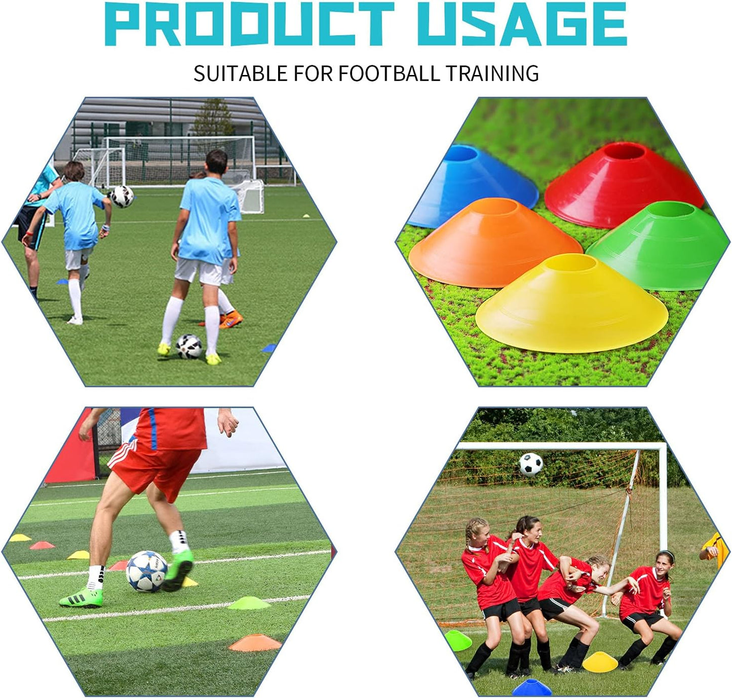 60/30 Pack Soccer Training Cones - Agility Cones with Carry Bag, Sturdy Disc Cones for Sports Training, Soccer, Football, Basketball, Indoor Outdoor Sports, Festive Events, Field Cone Markers