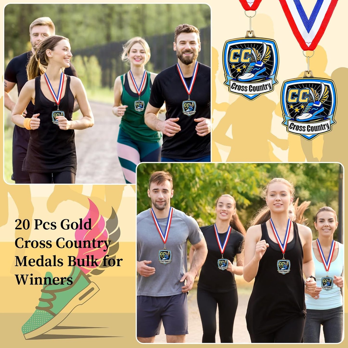 10/20 /30/40 Pcs Award Medals Bulk Sports Medals with Neck Ribbons 2.4 Inch Winner Award Trophy Prize Gift for Sports Themed Party Favors Tournaments School Match