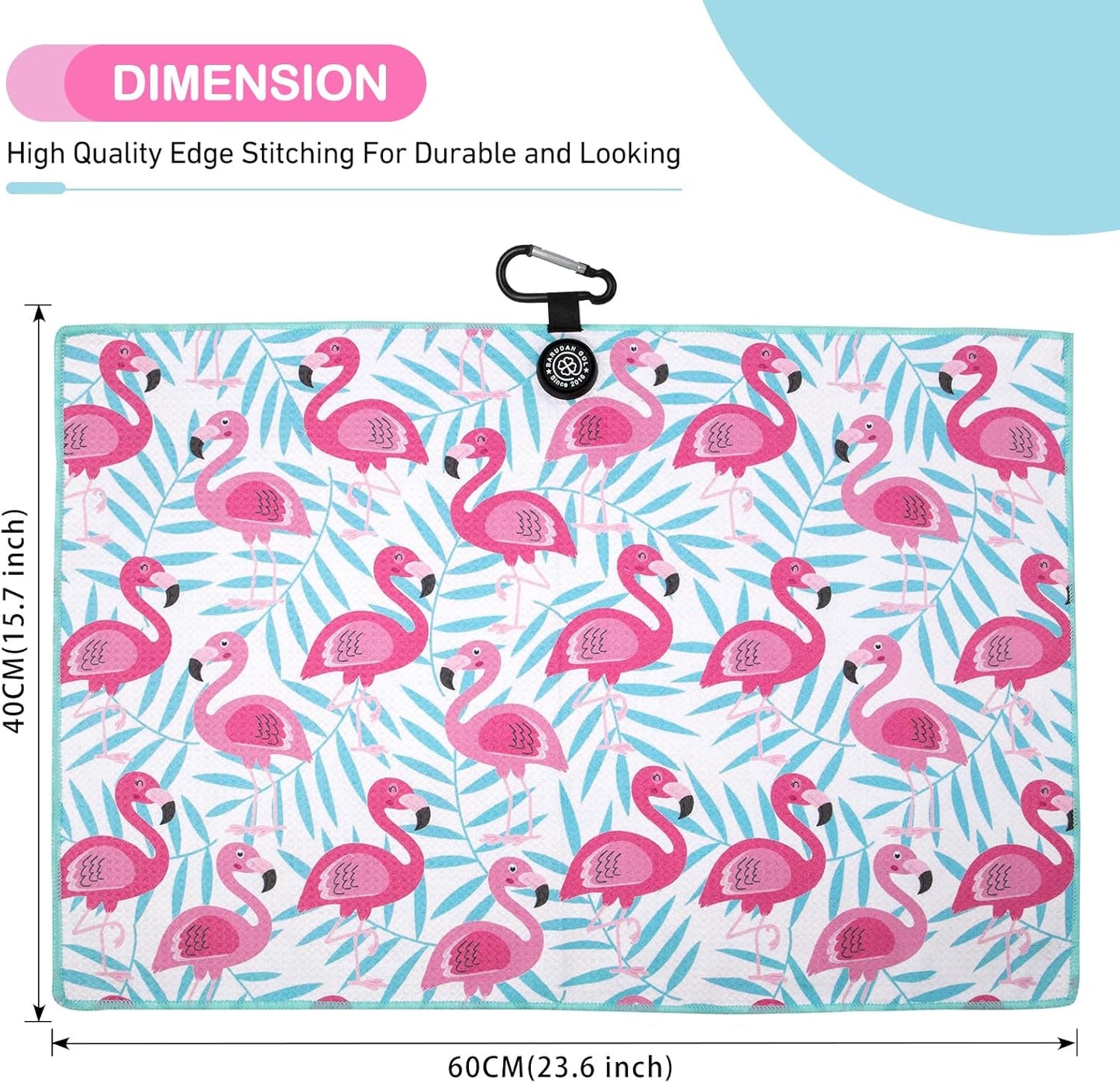 Magnetic Golf Towel for Men Women Golfer - Microfiber Golf Towel Magnet with Waffle Texture - Strengthen Magnet Golf Towels for Strong Hold to Metal Objects (4.Flamingo)