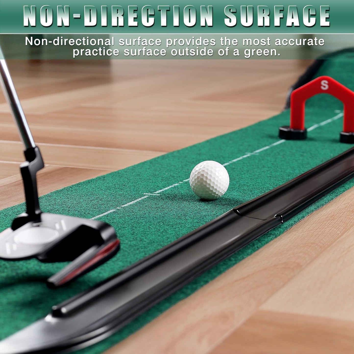 CHAMPKEY Golf Putting Green Indoor - Advanced Guides Golf Putting Mat - Enhance Putting Accuracy and Challenge