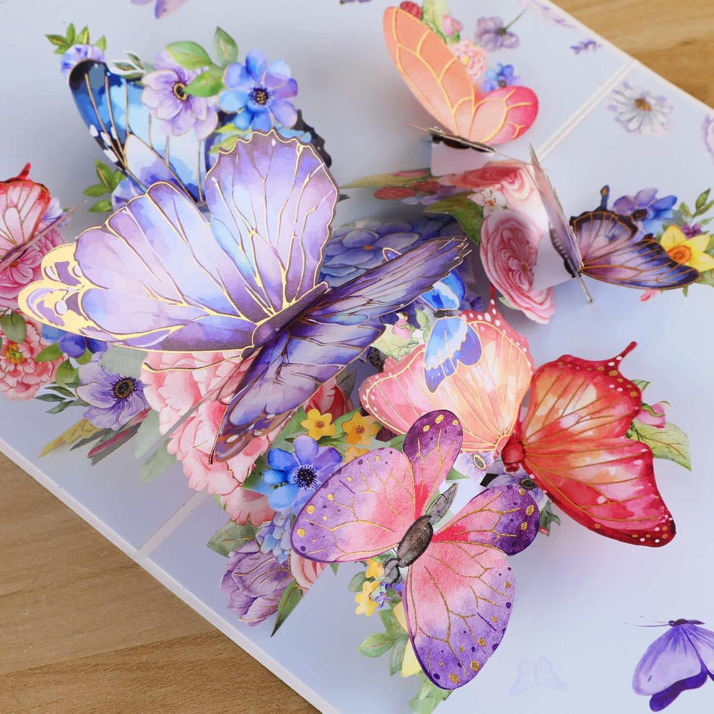 3D Butterfly Greeting Cards, Flowers Pop Up Birthday Cards, for Mom, Sister, Grandmother, Wife, Daughter, and other women, with envelope