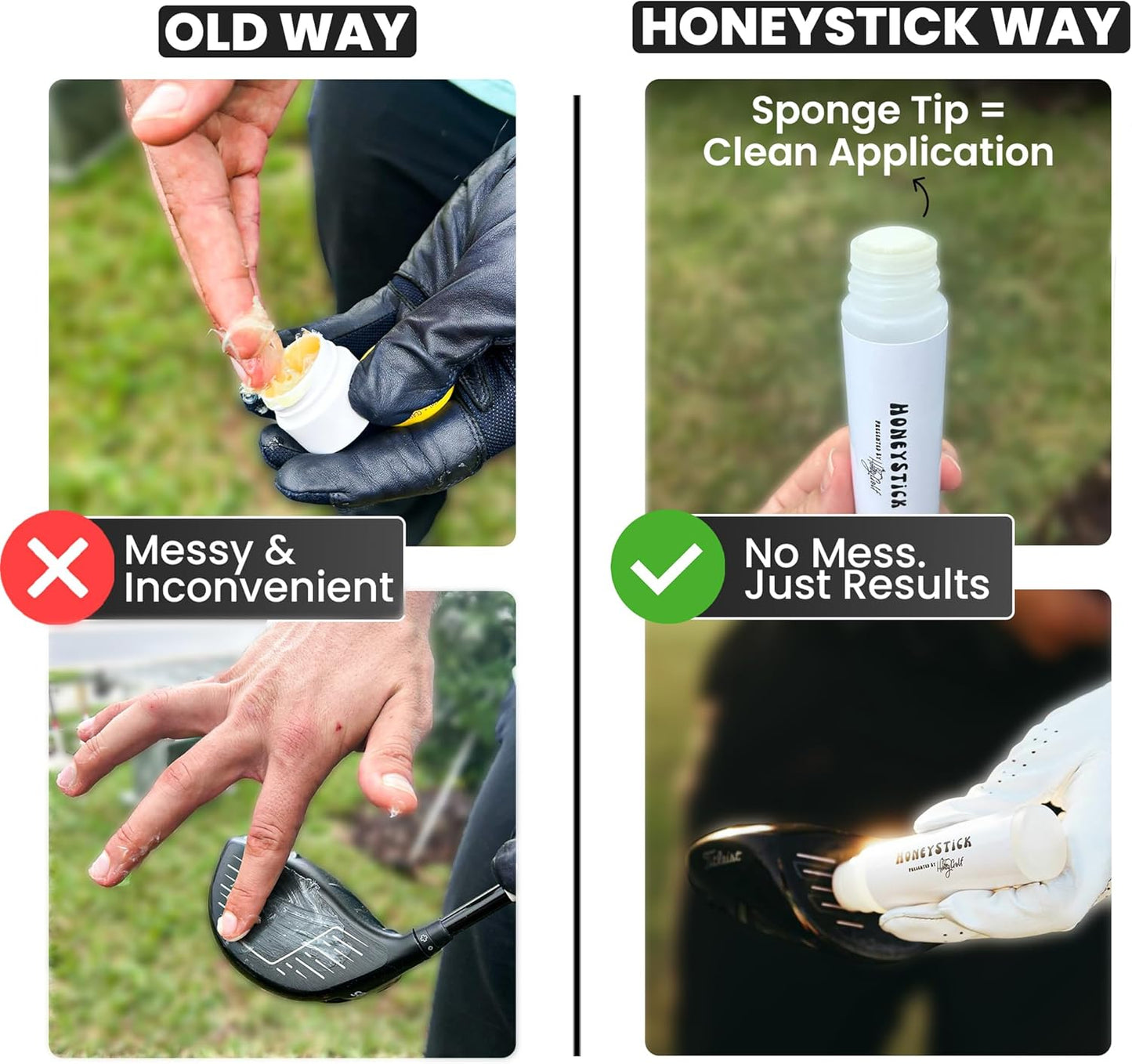 HoneyGolf HoneyStick Anti Slice Gel for Golf Clubs - Anti-Hook Spin Reducer for Driver, Woods, Hybrids, Irons - Golf Accessories for Men - Golfers Must Haves & Essentials