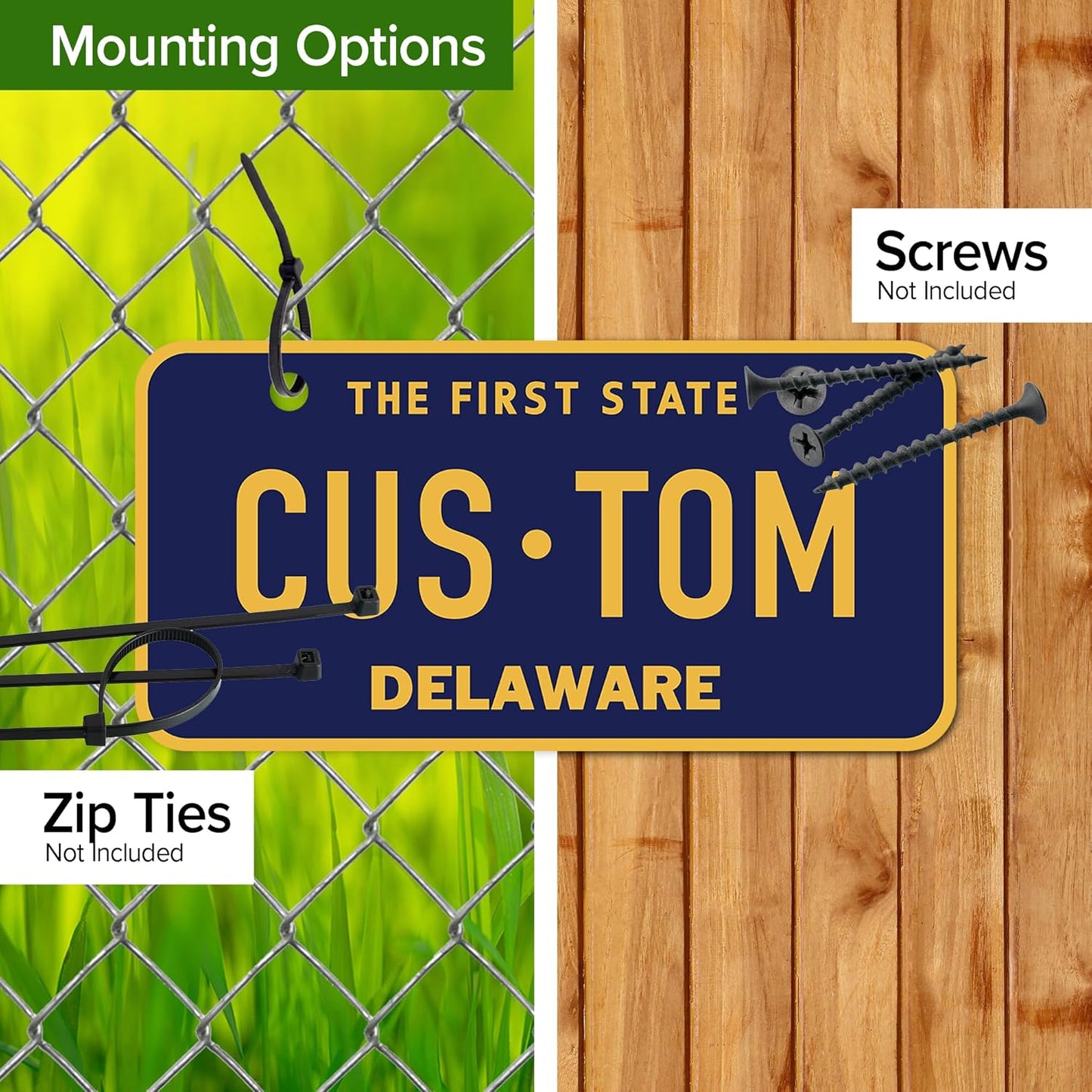 Mini License Plates, Personalized License Plates, Custom for Car, Bikes, ATV, Kids Car, Golf Cart, Jeep, 2x4 Inch, Rust-Free Fade Resistant Aluminum, USA Made by My Sign Center (Delaware)