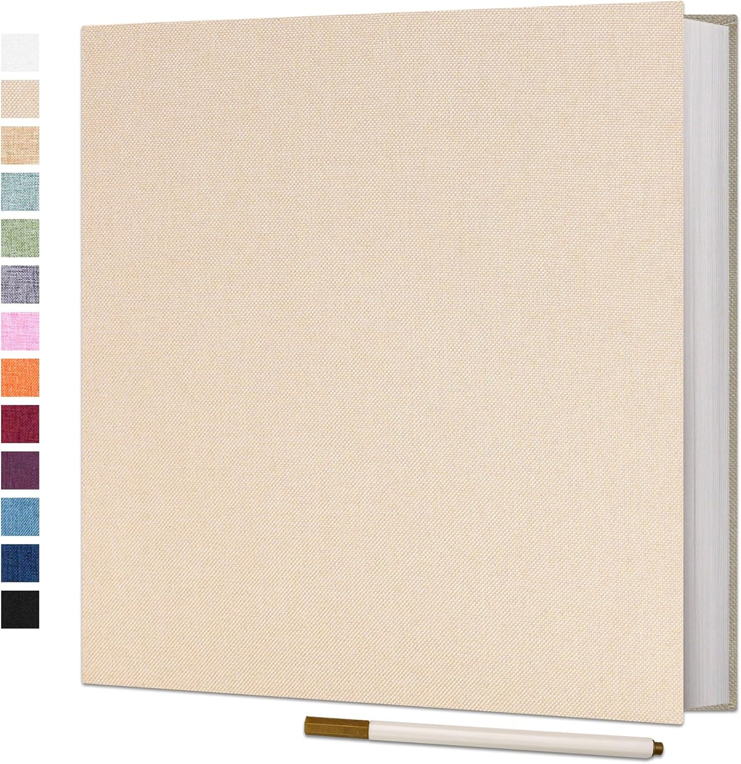 Vienrose Photo Album Self Adhesive 4x6 5x7 3x5 8x10 Scrapbook Album DIY Scrap Book with A Metallic Pen (11"x10.6" 60 Pages, Beige)