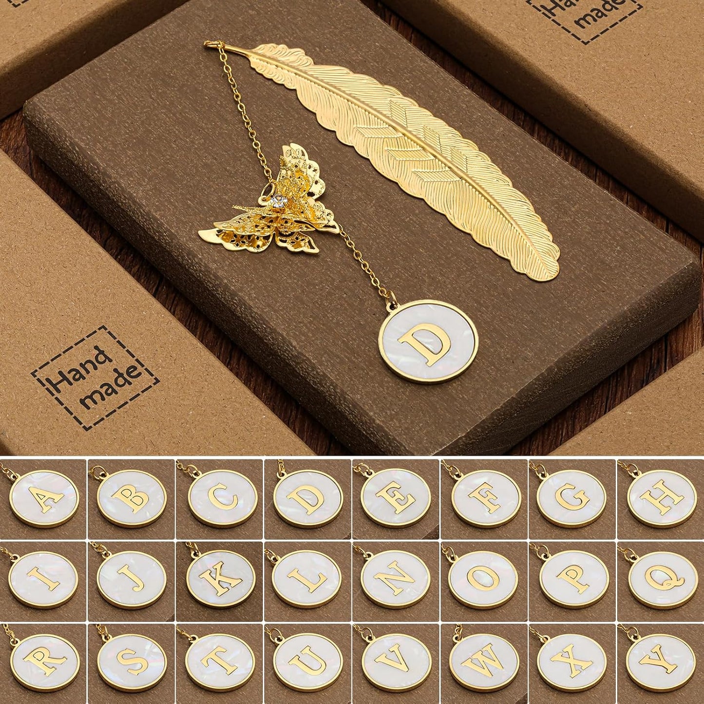 Personalized Initial Metal Butterfly Feather Bookmark for Women Girls Readers Book Lover Birthday Gifts for Women Her Teacher Girlfriend Wife Mom Sister Friend Daughter(D)