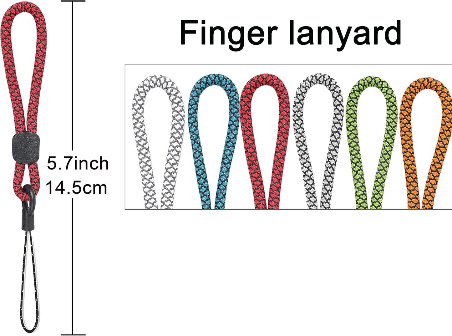 YOUOWO Lanyards Finger Small Strap 6 Pack Rope Small Wrist Lanyard For Phone Cases Keys Short Keychain USB ID Card Badge (6 Colors)