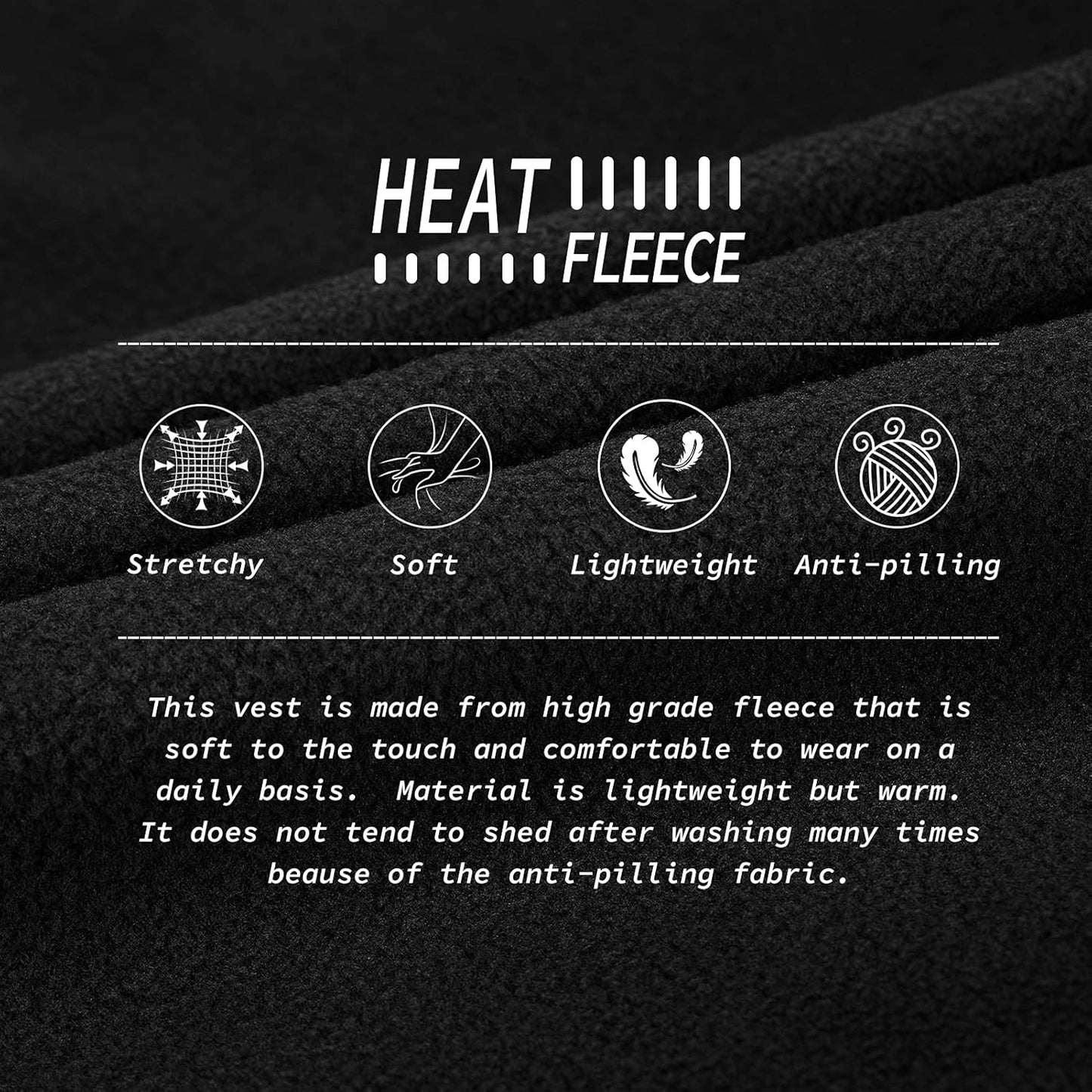 33,000ft Men's Fleece Vest, Lightweight Warm Zip Up Polar Vests Outerwear with Zipper Pockets, Sleeveless Jacket for Winter